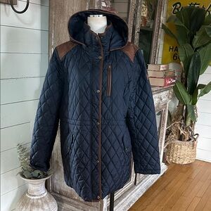 Lauren Ralph Lauren BLACK LABEL HOODED QUILTED JACKET ELBOW CATCH XXL EXCELLENT